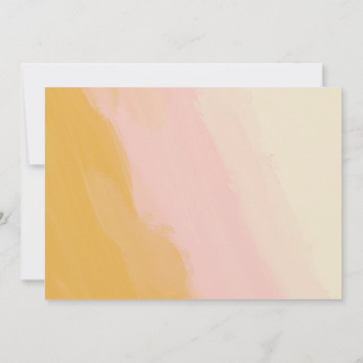 Invitation Baby shower moderne Boho rose jaune mignon Script (Dos)