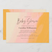 Invitation Baby shower moderne Boho rose jaune mignon Script (Devant / Derrière)