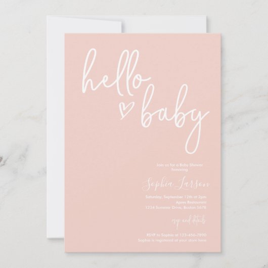 Invitation Baby shower moderne Boho rose vif minimaliste (Devant)
