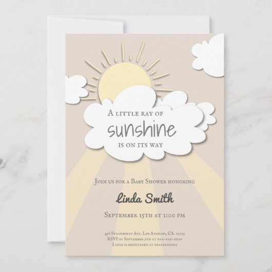 Invitation Baby shower moderne Boho Sunshine Neutre (Devant)