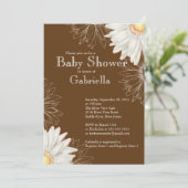 Invitation Baby shower moderne Brown et blanc Gerbera Daisy (Debout devant)