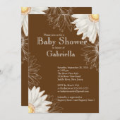 Invitation Baby shower moderne Brown et blanc Gerbera Daisy (Devant / Derrière)