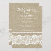 Invitation Baby shower moderne Burlap & Lace (Devant / Derrière)
