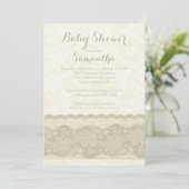 Invitation Baby shower moderne Burlap & Lace (Debout devant)