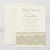 Invitation Baby shower moderne Burlap & Lace (Devant / Derrière)