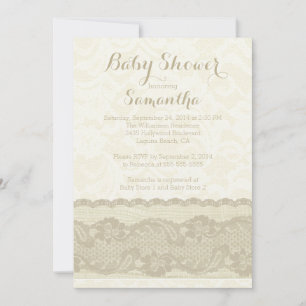 Invitation Baby shower moderne Burlap & Lace