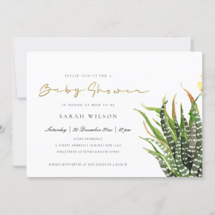 INVITATION BABY SHOWER MODERNE CACTUS JARDIN FLEURIER COULEUR