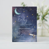 Invitation Baby shower moderne Céleste Lune & Étoiles (Debout devant)
