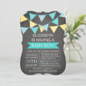 Invitation Baby shower moderne Chalkboard Bunys Boys (Debout devant)