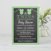 Invitation Baby shower moderne Chalkboard Neutral Twins (Debout devant)