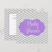Invitation Baby shower moderne Chevron Purple Grey Girl (Devant / Derrière)
