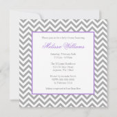 Invitation Baby shower moderne Chevron Purple Grey Girl (Dos)
