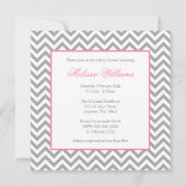 Invitation Baby shower moderne Chevron rose Grey Girl (Dos)