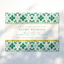 Baby shower moderne chic et vert St. Patrick's Day