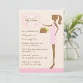 Invitation baby shower moderne chic rose et marron (Debout devant)