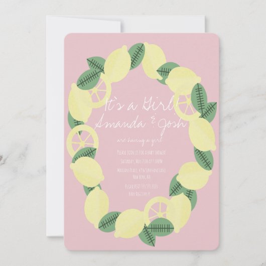 Invitation Baby shower moderne Citrus Citrus Bunch Wreath Gir (Devant)