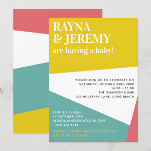 Invitation Baby shower moderne coloré géométrique Couple