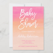 Invitation Baby shower moderne corail rose aquarelle ombre (Devant)