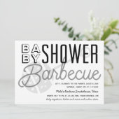 Invitation Baby shower moderne Couples Barbecue Noir & Blanc (Debout devant)