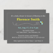 Invitation Baby shower moderne d'abeille pour que la maman (Devant / Derrière)