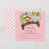 Invitation Baby shower moderne d'animaux de safari de jungle (Devant / Derrière)