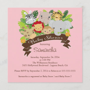 Invitation Baby shower moderne d'animaux de safari de jungle