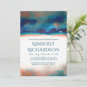 Invitation Baby shower moderne d'aquarelle de turquoise et de (Debout devant)