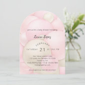 Invitation Baby shower moderne de ballons roses (Debout devant)