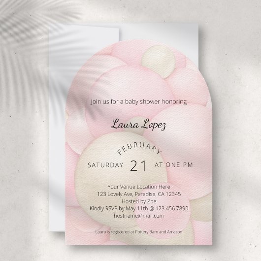 Invitation Baby shower moderne de ballons roses