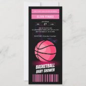 Invitation Baby shower moderne de basket-ball rose (Devant)