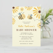 Invitation Baby shower moderne de bebe jaune et de tournesol (Debout devant)