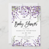 Invitation baby shower moderne de boho floral de lavande (Devant)