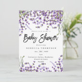 Invitation baby shower moderne de boho floral de lavande (Debout devant)