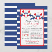 Invitation Baby shower moderne de Buoy Coeur Nautique Twins (Devant / Derrière)