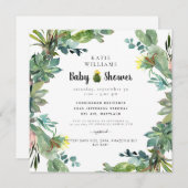 Invitation Baby shower moderne de Cactus Succulent Carré (Devant / Derrière)
