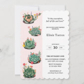 Invitation Baby shower moderne de cactus succulents (Devant)