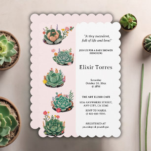Invitation Baby shower moderne de cactus succulents