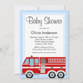 Invitation Baby shower moderne de camion d'incendie (Devant)