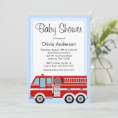 Invitation Baby shower moderne de camion d'incendie (Debout devant)