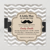 Invitation Baby shower moderne de Chevron de garçon de (Devant / Derrière)