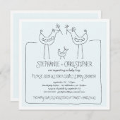 Invitation Baby shower moderne de garçon de couples de (Devant / Derrière)