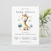 Invitation Baby shower moderne de girafe à imprimer (Debout devant)