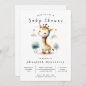 Invitation Baby shower moderne de girafe à imprimer (Devant / Derrière)