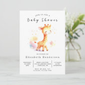 Invitation Baby shower moderne de Giraffe Editable (Debout devant)