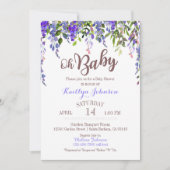 Invitation Baby shower moderne de glycines pourpres (Devant)