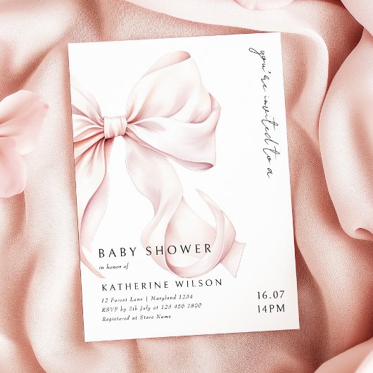 Invitation Baby shower moderne de la boue rose