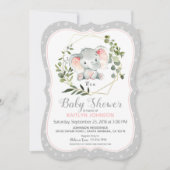 Invitation Baby shower moderne de l'éléphant gris (Devant)