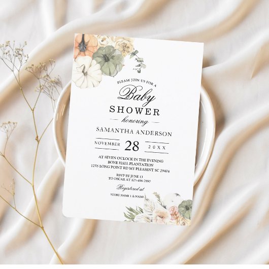 Invitation Baby Shower Moderne de Printemps | Citrouille Aqua