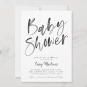 Invitation Baby shower moderne de typographie noir et blanc (Devant)