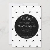 Invitation Baby shower moderne de X motif noir et blanc (Devant)